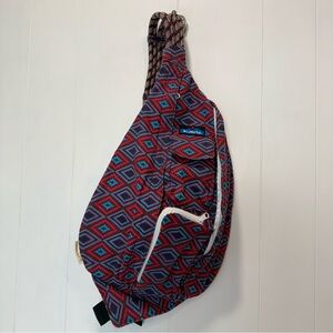 Kavu Limited Edition Diamond Pattern Red Blue Rope Sling Crossbody Bag